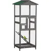 Image de Cage Ã Oiseaux VoliÃ¨re Grande Taille 2 Portes Toit Asphalte Tiroir Amovible Bois Gris