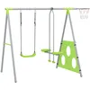 Image de Portique BalanÃ§oire Enfant 4 En 1 - Face Ã Face, BalanÃ§oire, Panier Basket-Ball, Cible Football - Acier Gris Vert Pomme