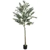 Image de Olivier artificiel H.180 cm - grand rÃ©alisme - 900 feuilles en soie, 40 olives - mousse effet lichen pot inclus
