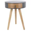 Image de Table de chevet ronde en bois avec tiroir - Nora - D 34,5 x 47 cm - Gris