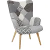 Image de Fauteuil de salon design patchwork Helsinki - Gris
