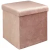 Image de Pouf coffre pliable en velours design Giulia - L. 38 x H. 38 cm - Rose