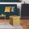 Image de Pouf coffre de rangement velours cÃ´telÃ© Giullia moutarde