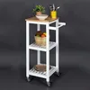 Image de Desserte de Cuisine DÃ©co "Roulettes" 84cm Blanc