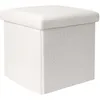 Image de Pouf coffre pliable en bouclette blanc