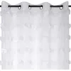 Image de Voilage Pompons BrodÃ©s Polyester Blanc 140x260 Cm