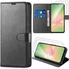 Image de Coque + 2 Verres Trempés pour Samsung Galaxy A56 5G, Protection Effet Cuir Noir Fermeture Magnétique - E.F.Connection
