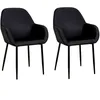 Image de Lot de 2 Fauteuils de table Giulia effet velours - Noir