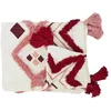 Image de JetÃ© de canapÃ© Ã©thnique blanc et rose avec pompons 130 x 170 cm