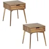 Image de Lot de 2 Tables de chevet Acina, en bois d'Acacias avec 1 tiroir