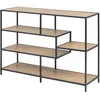 Image de BibliothÃ¨que ouverte Sireine 4 Ã©tagÃ¨res en MDF et mÃ©tal - Beige et Noir