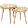 Image de Duo de tables gigognes en MDF effet rondins de bois - Diam 40 cm x H. 40 cm et Diam. 35 cm x H. 35 cm