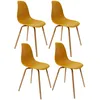 Image de Lot de 4 Chaises scandinave Phenix en polypropylÃ¨ne et mÃ©tal - Jaune Moutarde