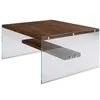 Image de Table basse carrÃ©e 1 Ã©tagÃ¨re en bois de pin et sa structure en verre - Marron