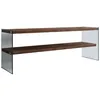 Image de Meuble TV en bois de pin massif et structure en verre 1 Ã©tagÃ¨re - L.120cm x H.45cm - Marron foncÃ©