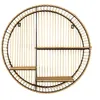 Image de EtagÃ¨re ronde 3 niveaux en bambou et mÃ©tal Diam. 53 cm - Marron et Noir