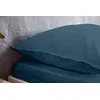 Image de Drap Housse 100% Microfibre LavÃ©e Bleu Nuit 160 X 200 Cm