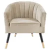 Image de Fauteuil 1 place en polyester effet velours - Beige