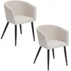 Image de Lot de 2 fauteuils de table Aubin en tissu effet matelassÃ© - Beige