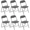 Image de Lot de 6 chaises pliantes effet velours - Gris clair