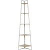 Image de EtagÃ¨re d'angle 5 niveaux en bois et mÃ©tal EDISON - Blanc et marron