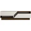 Image de Meuble TV 2 portes basculantes effet bois ELIOTT - Marron et blanc