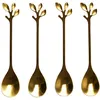 Image de Lot De 4 CuillÃ¨res Ã CafÃ© Feuille - DorÃ©