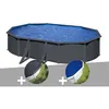Image de Kit piscine acier gris anthracite GrÃ© vLouko ovale 5,27 x 3,27 x 1,22 m + BÃ¢che d'hivernage + BÃ¢che Ã  bulles