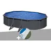 Image de Kit piscine acier gris anthracite GrÃ© Louko ovale 6,34 x 3,99 x 1,22 m + Tapis de sol