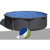 Image de Kit piscine acier gris anthracite GrÃ© Louko ronde 4,80 x 1,22 m + BÃ¢che Ã  bulles