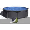 Image de Kit piscine acier gris anthracite GrÃ© Louko ronde 3,70 x 1,22 m + BÃ¢che d'hivernage