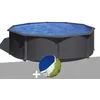 Image de Kit piscine acier gris anthracite GrÃ© Louko ronde 3,70 x 1,22 m + BÃ¢che Ã  bulles