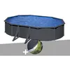 Image de Kit piscine acier gris anthracite GrÃ© Louko ovale 6,34 x 3,99 x 1,22 m + BÃ¢che d'hivernage