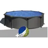 Image de Kit piscine acier gris anthracite GrÃ© Juni ronde 3,70 x 1,32 m + BÃ¢che Ã  bulles