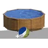 Image de Kit piscine acier aspect bois GrÃ© Pacific ronde 4,80 x 1,22 m + BÃ¢che Ã  bulles