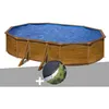 Image de Kit piscine acier aspect bois GrÃ© Pacific ovale 6,34 x 3,99 x 1,22 m + BÃ¢che d'hivernage