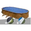 Image de Kit piscine acier aspect bois GrÃ© Pacific ovale 7,44 x 3,99 x 1,22 m + BÃ¢che d'hivernage + Tapis de sol