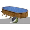 Image de Kit piscine acier aspect bois GrÃ© Pacific ovale 7,44 x 3,99 x 1,22 m + BÃ¢che d'hivernage