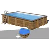 Image de Kit piscine bois GrÃ© Evora 6,20 x 4,20 x 1,33 m + BÃ¢che Ã  bulles