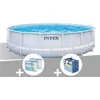 Image de Kit piscine tubulaire Intex Chevron ronde 4,88 x 1,22 m + 6 cartouches de filtration + BÃ¢che Ã  bulles