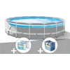 Image de Kit piscine tubulaire Intex Prism Frame Clearview ronde 4,88 x 1,22 m + BÃ¢che Ã  bulles + 6 cartouches de filtration