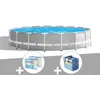 Image de Kit piscine tubulaire Intex Prism Frame ronde 5,49 x 1,22 m + BÃ¢che Ã  bulles + 6 cartouches de filtration