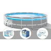 Image de Kit piscine tubulaire Intex Prism Frame Clearview ronde 4,88 x 1,22 m + BÃ¢che Ã  bulles + 6 cartouches de filtration + Kit d'entretien