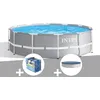 Image de Kit piscine tubulaire Intex Prism Frame ronde 3,66 x 1,22 m + B?che ? bulles + B?che de protection