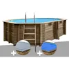 Image de Kit piscine bois GrÃ© Grenade 4,36 x 3,36 x 1,17 m + BÃ¢che hiver + BÃ¢che Ã  bulles