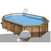 Image de Kit piscine bois GrÃ© Avocado 6,56 x 4,56 x 1,27 m + BÃ¢che hiver