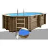 Image de Kit piscine bois GrÃ© Grenade 4,36 x 3,36 x 1,17 m + BÃ¢che Ã  bulles