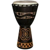 Image de Tanga Da50-7g - DjembÃ© - Noir SculptÃ© - 10" - Acajou D'indonÃ©sie - Peau De ChÃ¨vre