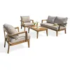 Image de Salon Bas De Jardin Portofino Dcb Garden Aluminium Effet Bois Marron 4 Personnes