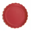 Image de Assiettes Festonnees 23cm Rouges Et Or